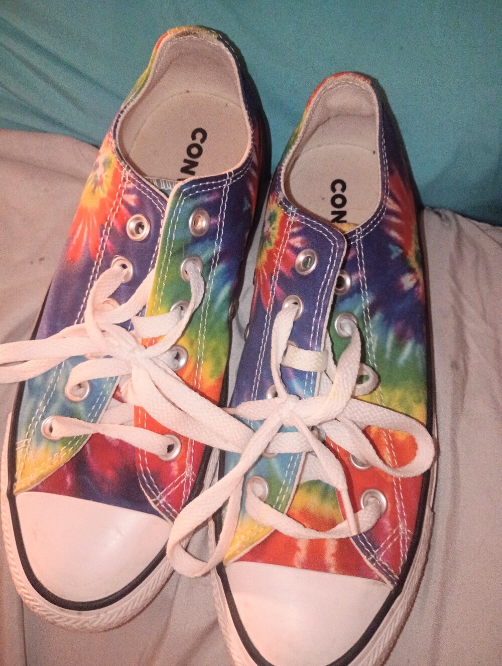 Converse Women's  Rainbow Sunburst Multi Color Tie-Dye Canvas Sneakers - Picture 2 of 6
